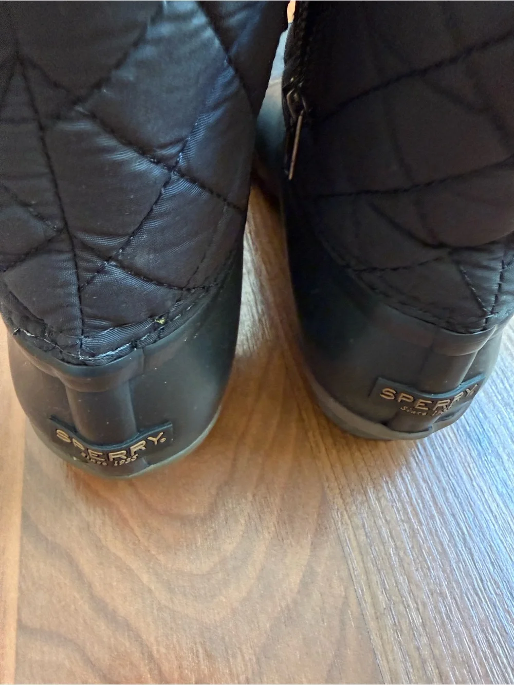 Sperry Black Quilted Lace-Up Winter Duck Boots